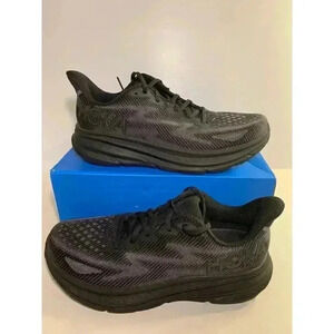 .1043 Hoka Mens Clifton 9, Black/Black, Mens Running Shoes-US 10 Mens